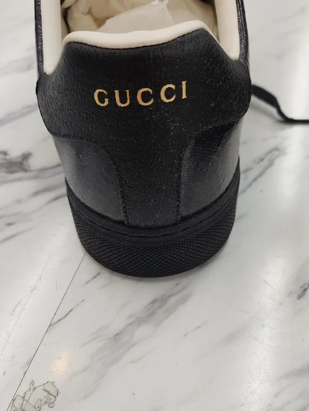 Gucci Black Patent Leather Sneakers with Green & Red Web